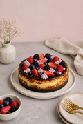 8" Burnt Cheesecake with Berries Topping and Almond Crust (Copy)
